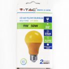 Sárga V-TAC prémium LED izzó / 9W E27 foglalatba