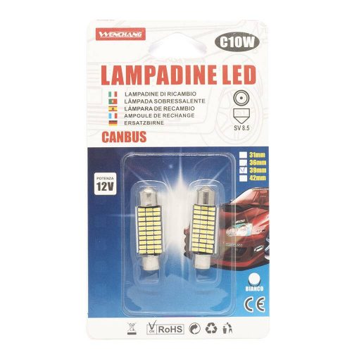 C10W Autós LED beltéri izzó 12V - 39mm / 2 db, SV 8.5, 30 LED (13624)