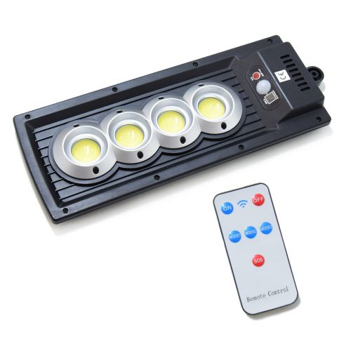 Napelemes kültéri LED lámpa, mozgásérzékelővel - 4 x extra erős COB LED / távirányítóval vezérelhető, 34 x 13 cm