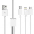 Ezra 3 az 1-ben USB töltő- és adatkábel - Micro USB, Type-C és Lightning csatlakozó, 1,2 m (DC-06)