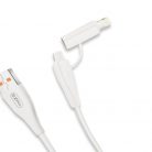 Ezra 2 az 1-ben USB töltő- és adatkábel - Micro USB és Lightning csatlakozó, 120 cm (EA004)