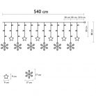 Karácsonyi LED fényfüzér - hópehely és csillag, meleg fehér / 540 cm