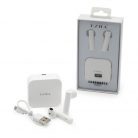 Ezra vezeték nélküli Bluetooth fülhallgató - tokba épített töltővel / fehér (TWS17)