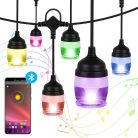 Kültéri RGB LED okos izzósor, telefonos applikációval és DMX vezérléssel - dimmelhető / 11,8 méter  