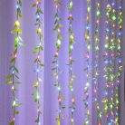 Dekorációs LED fényfüggöny műnövénnyel, multicolor - 3x2 m