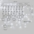 Csillag alakú, fémvázas fényfüzér -  hideg fehér, 150 LED / 4,1 méter