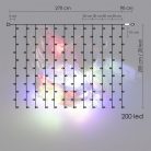 Dekorációs fényfüggöny, 200 LED, multicolor - 270 cm