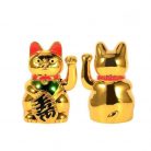 Maneki-neko tradicionális japán integető macska, szerencsét hoz, elemes - arany