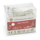 Karácsonyi mini csillag alakú LED fényfüzér - hideg fehér / 3 méter, 20 LED, elemes