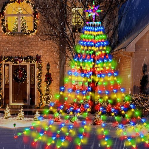 Karácsonyfa formájú LED fényfüzér, 320 LED - multicolor