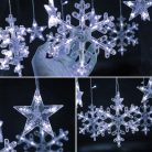 Karácsonyi LED fényfüzér - hópelyhek és csillagok / 5 méter, hideg fehér, USB-s