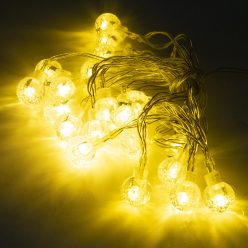   Karácsonyi mini gömbös LED fényfüzér - meleg fehér / 3 méter, 20 LED, elemes