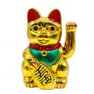 Maneki-neko tradicionális japán integető macska, szerencsét hoz, elemes - arany (0256A)