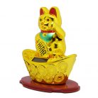 Maneki-neko tradicionális japán integető macska, szerencsét hoz, napelemes - arany (MLY358)