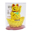 Maneki-neko tradicionális japán integető macska, szerencsét hoz, napelemes - arany (MLY358)