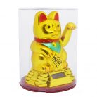 Maneki-neko tradicionális japán integető macska, szerencsét hoz, napelemes - arany színű