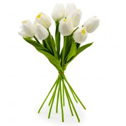 10 szálas tulipán csokor művirág - fehér