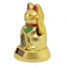 Maneki-neko tradicionális japán integető macska, szerencsét hoz, napelemes - fehér/arany