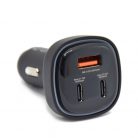 Szivargyújtós autós gyorstöltő - 1xUSB és 2xType-C csatlakozó