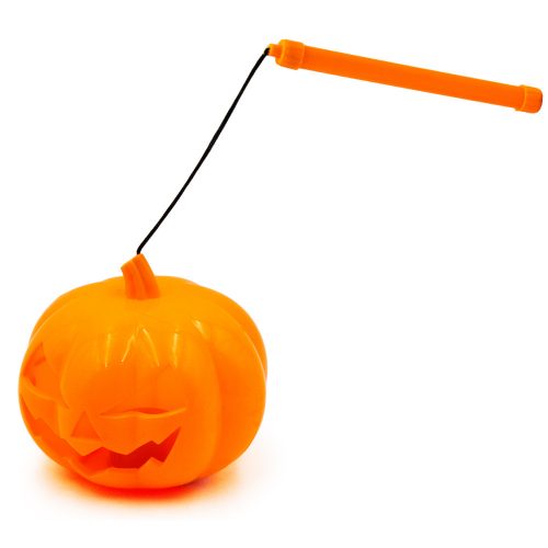 RGB színekben világító Halloween töklámpás hordozó nyéllel