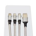 3 az 1-ben gyorstöltő USB adatkábel - Micro USB, USB C és Lightning csatlakozóval / megtörhetetle...